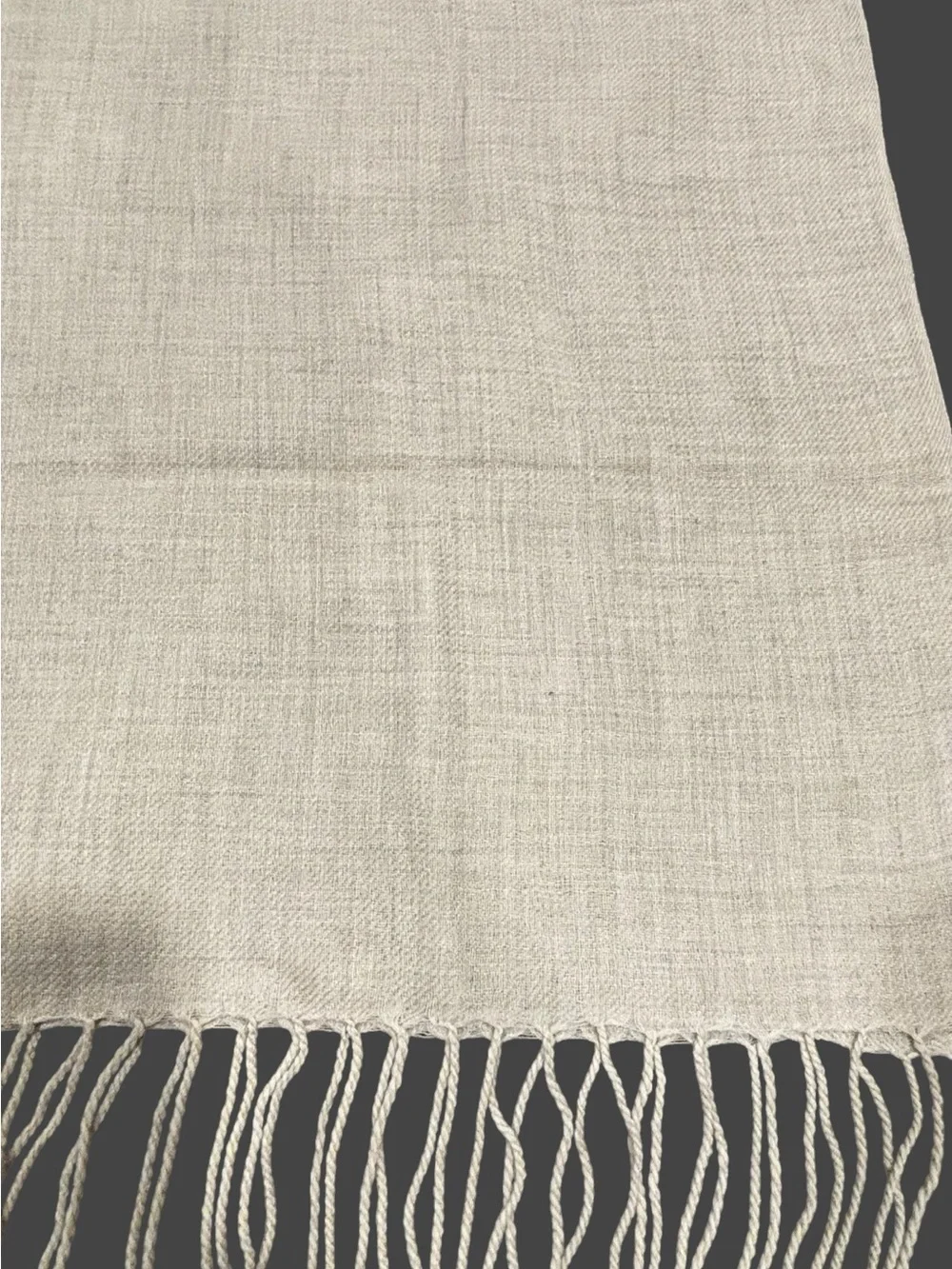 Nordstrom Tissue Weight Wool & Cashmere Scarf Beige Oatmeal Heather NWT Fringe
